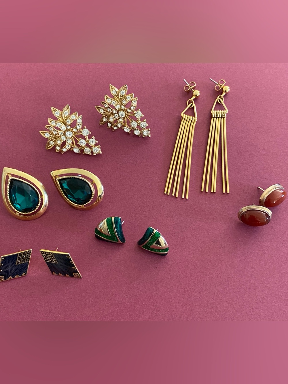 Gold Tone Teardrop & Stud Earring Set - Women Jewelry